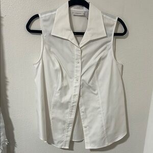 White Sleeveless Button-Up Top